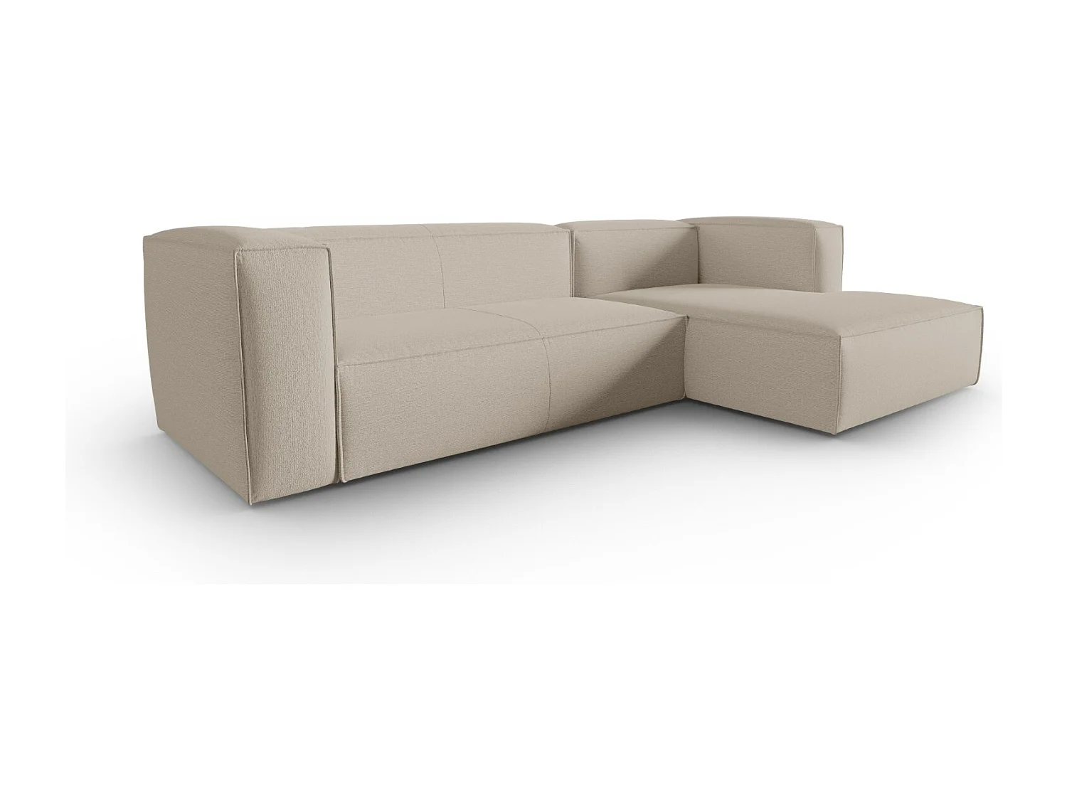 Cosmopolitan Design - Canapé d'angle droit "Mackay" 4 places en velours structuré beige - 282x166x73cm