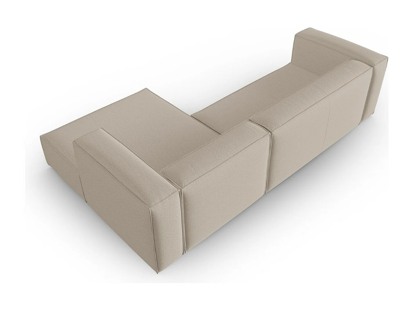 Cosmopolitan Design - Canapé d'angle droit "Mackay" 4 places en velours structuré beige - 282x166x73cm