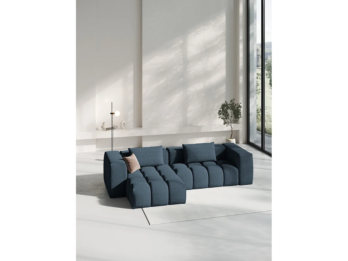 CXL by Christian Lacroix - Sofá esquinero modular izquierdo "Lorella" 3 plazas de tejido estructural azul oscuro - 260x145x70cm