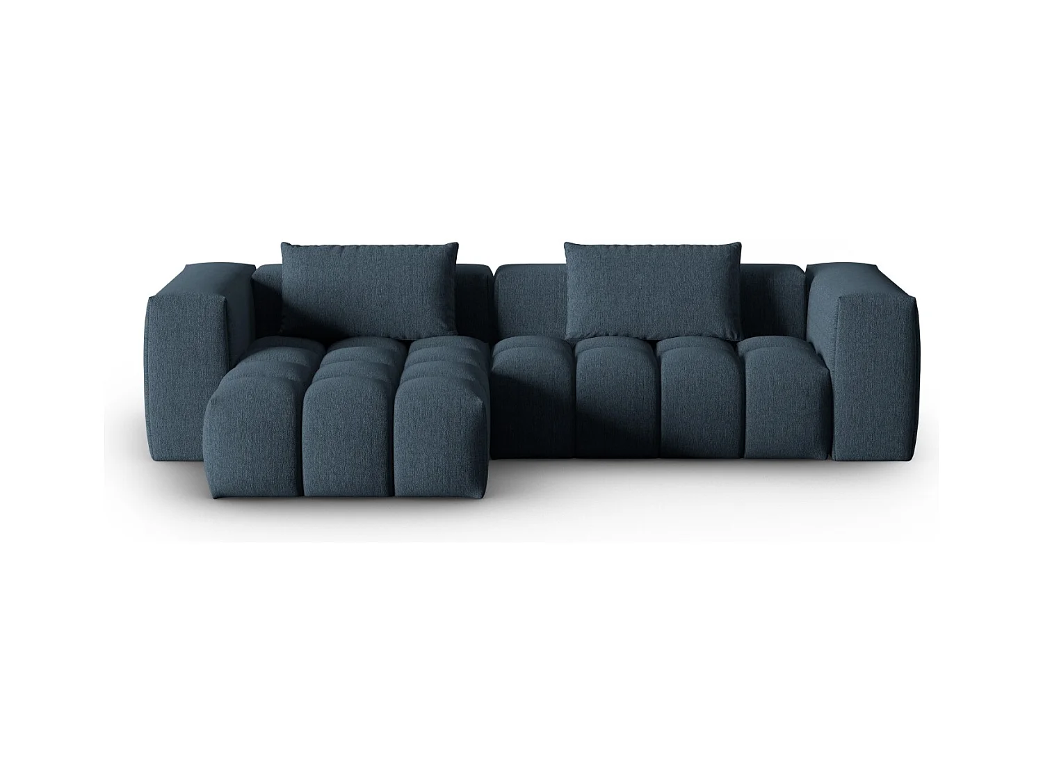 CXL by Christian Lacroix - Canapé d'angle gauche modulable "Lorella" 3 places en tissu structurel bleu foncé - 260x145x70cm