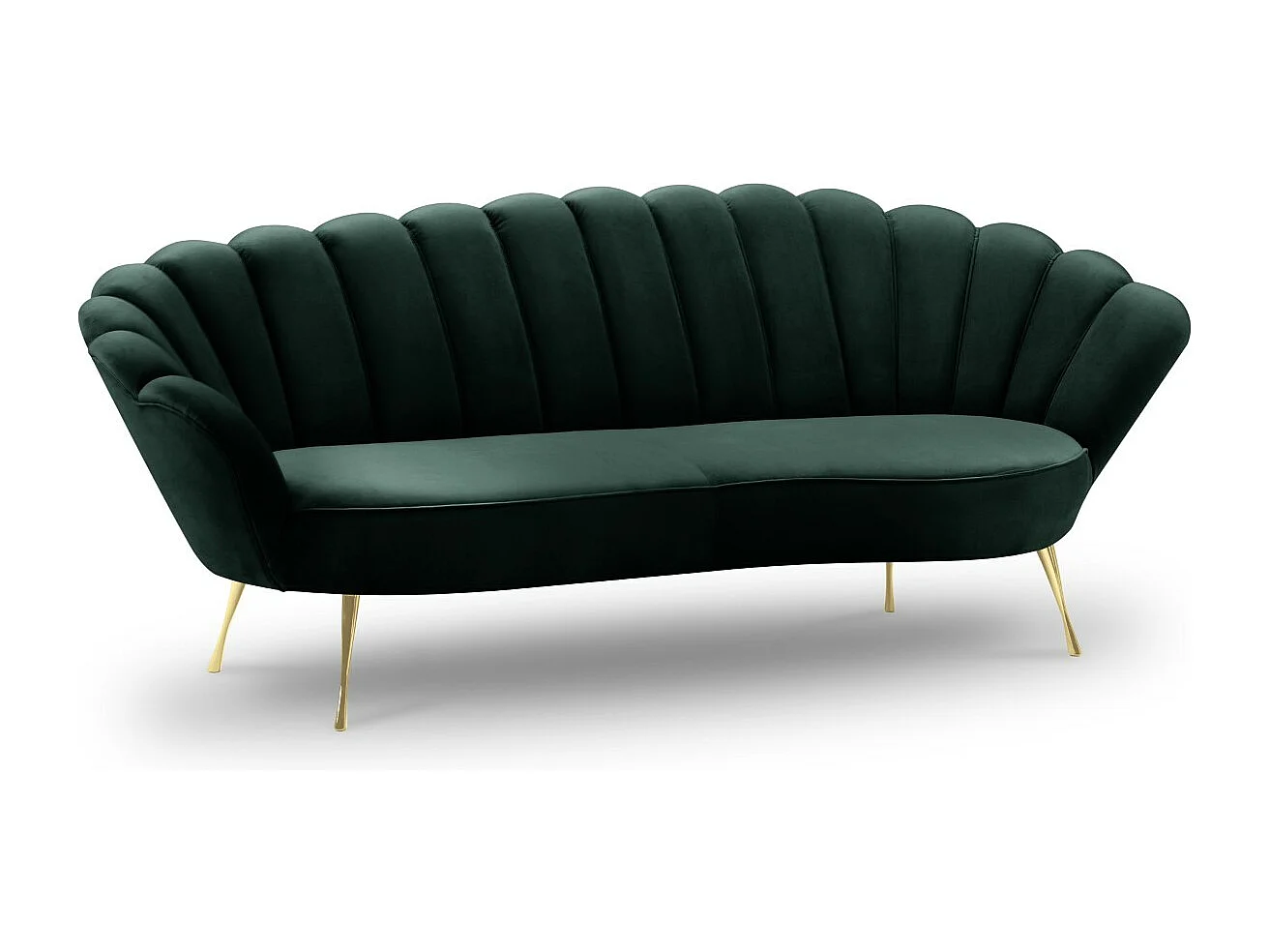 Cosmopolitan Design - Canapé "Kingston" 3 places en velours vert bouteille - 224x95x85cm