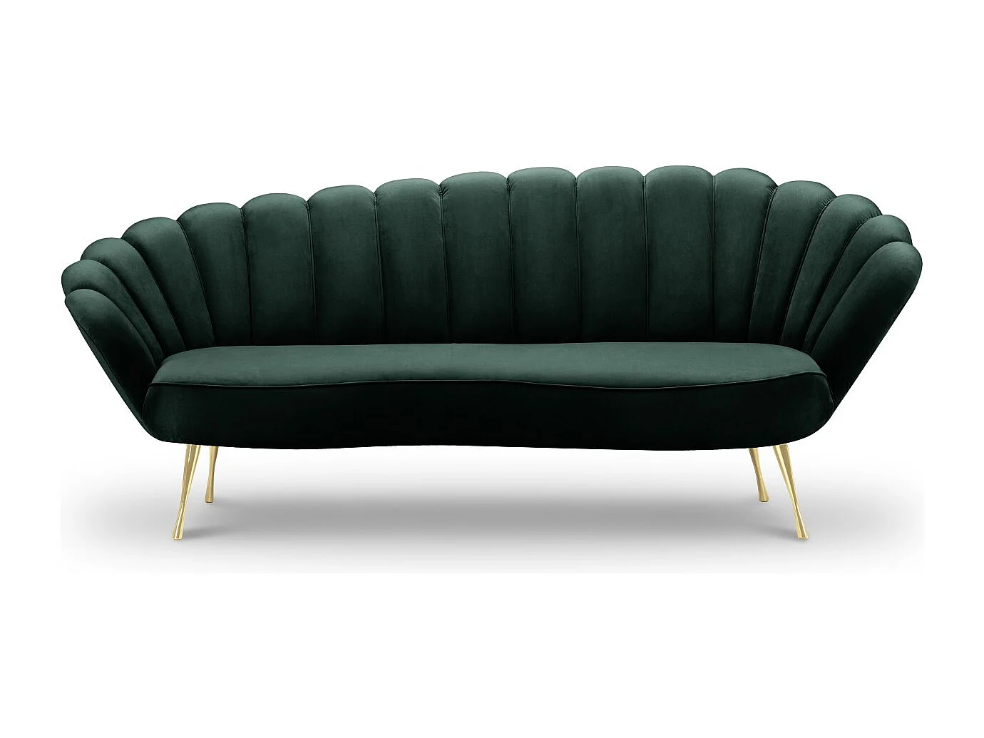 Cosmopolitan Design - Canapé "Kingston" 3 places en velours vert bouteille - 224x95x85cm