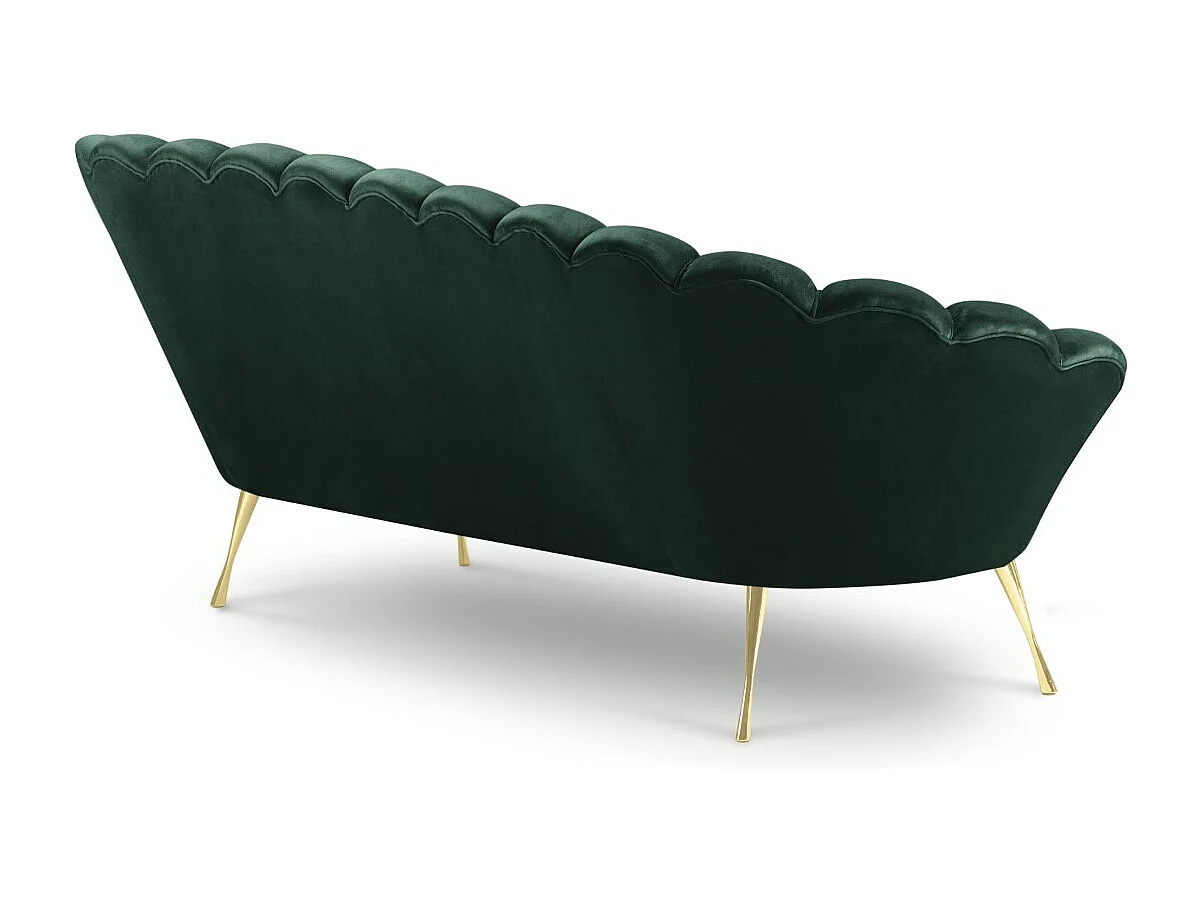 Cosmopolitan Design - Canapé "Kingston" 3 places en velours vert bouteille - 224x95x85cm