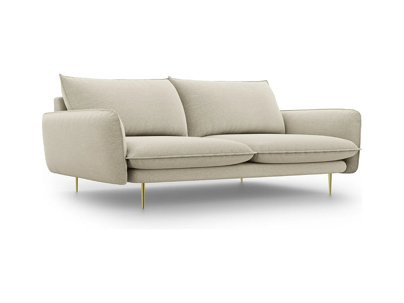 Cosmopolitan Design - Bank "Vienna" 4 zitplaatsen, Structurele stof, Beige - 230x92x95cm