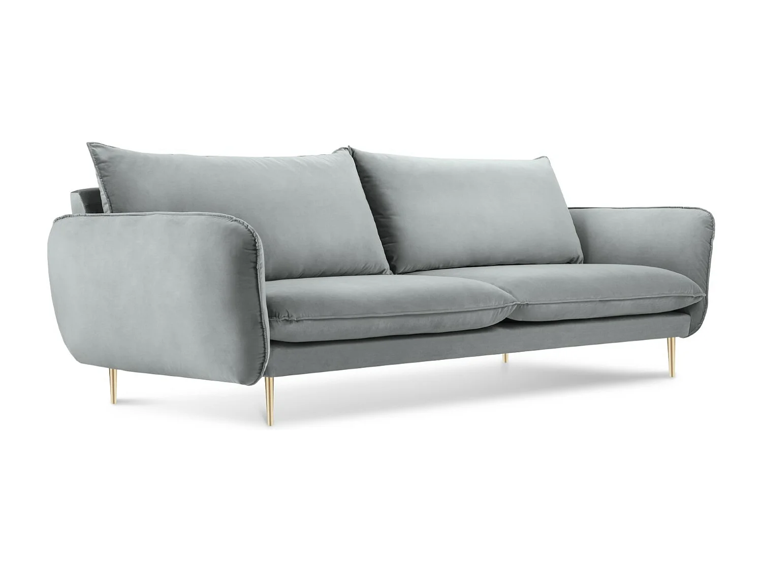 Cosmopolitan Design - Bank "Vienna" 3 zitplaatsen, Flueel, Lichtgrijs - 200x92x95cm