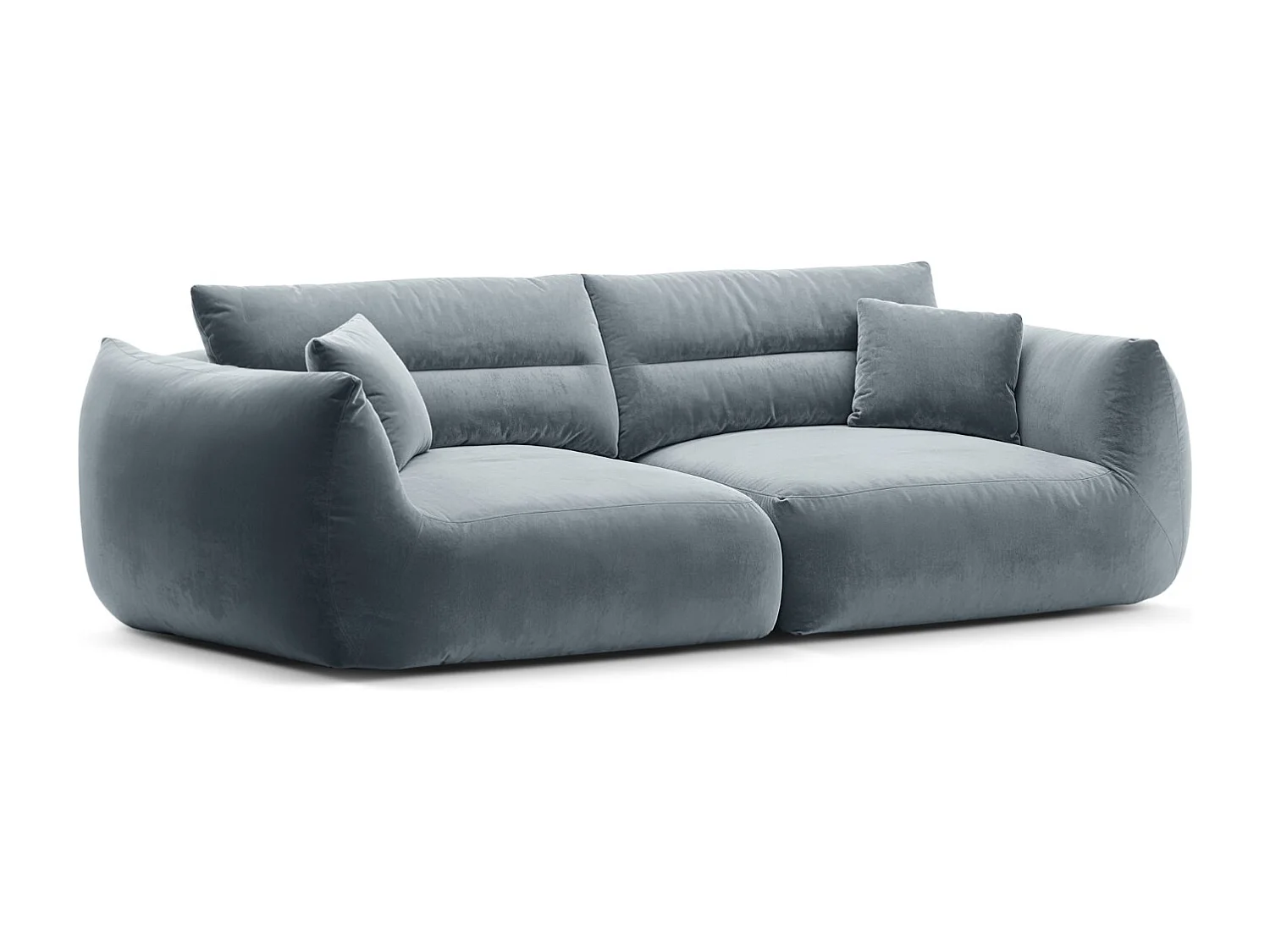 CXL by Christian Lacroix - Canapé modulable "Maurie" 4 places en velours bleu gris - 264x107x90cm