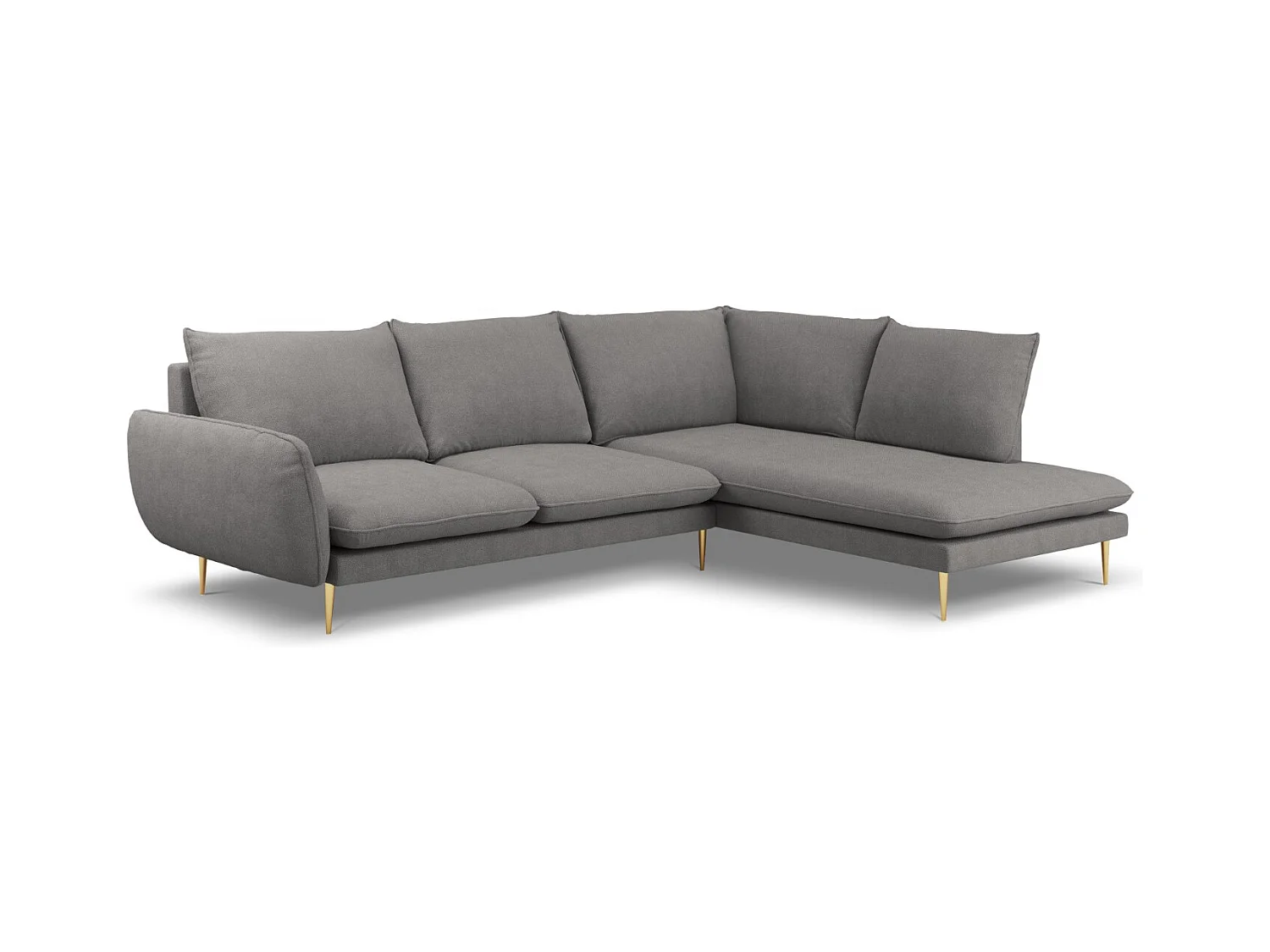Cosmopolitan Design - Rechter hoekbank "Vienna" 6 zitplaatsen, Structurele stof, Donkergrijs - 275x185x95cm