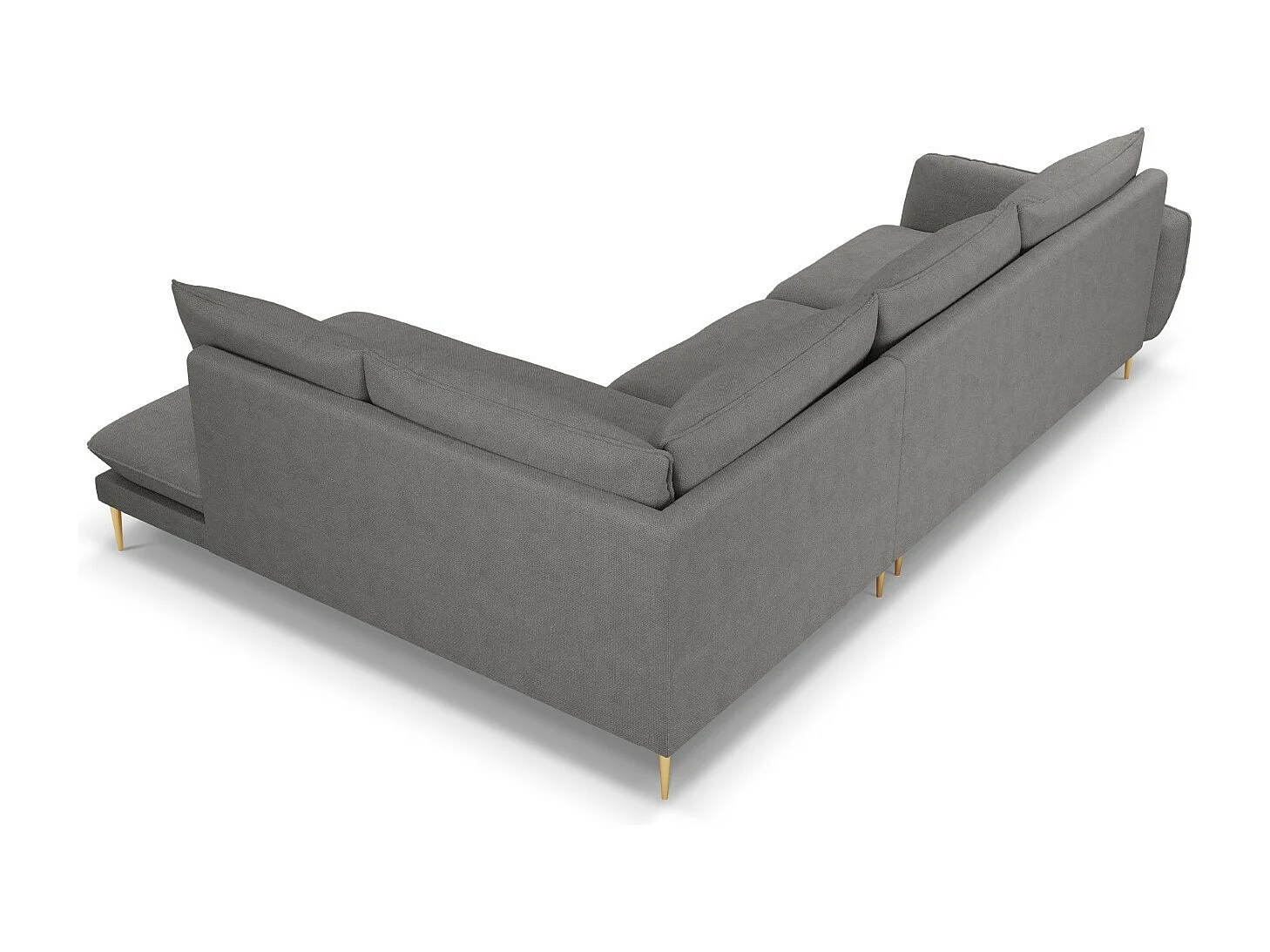 Cosmopolitan Design - Sofá de canto direito "Vienna" 6 lugares em tecido estrutural cinza escuro - 275x185x95cm