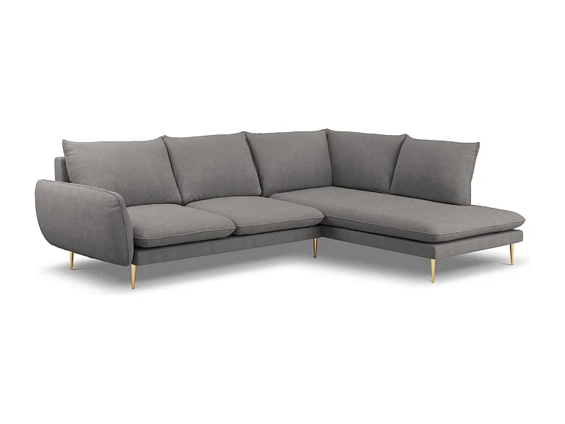 Cosmopolitan Design - Divano angolare destro "Vienna" 6 posti in tessuto strutturato grigio scuro - 275x185x95cm