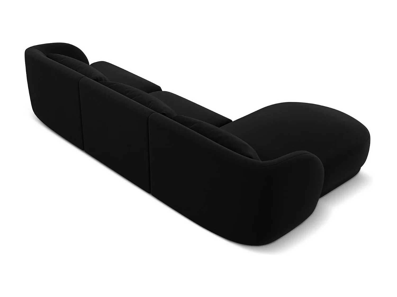 Cosmopolitan Design - Narożnik lewy, "Tulum" 4 miejsca welur, czarny - 255x156x70cm