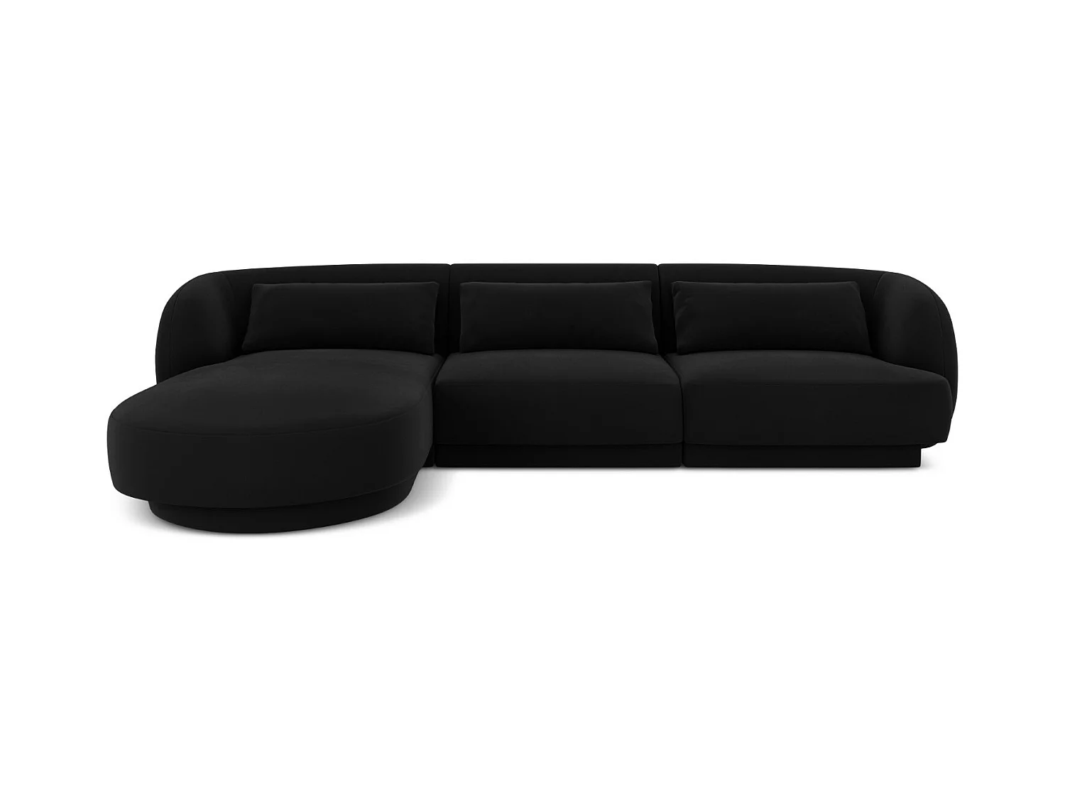 Cosmopolitan Design - Linker hoekbank "Tulum" 4 zitplaatsen, Flueel, Zwart - 255x156x70cm