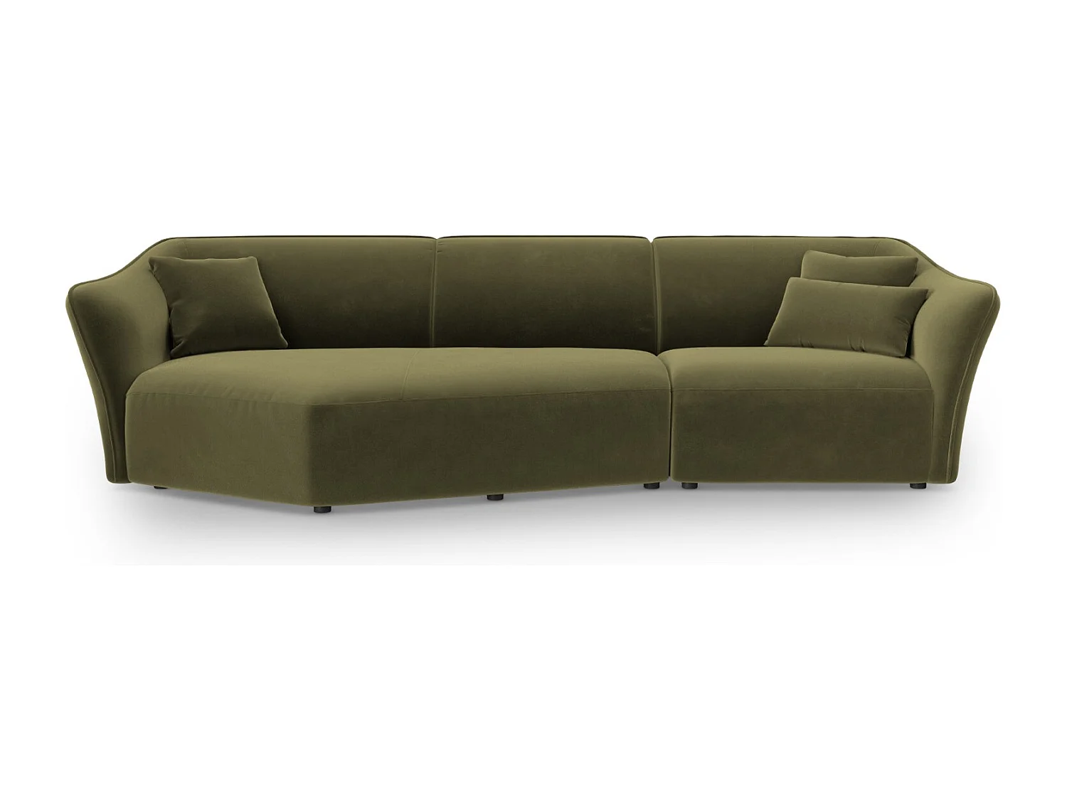 Cosmopolitan Design - Divano angolare modulare sinistro "Tokyo" 5 posti in velluto verde chiaro - 292x138x79cm