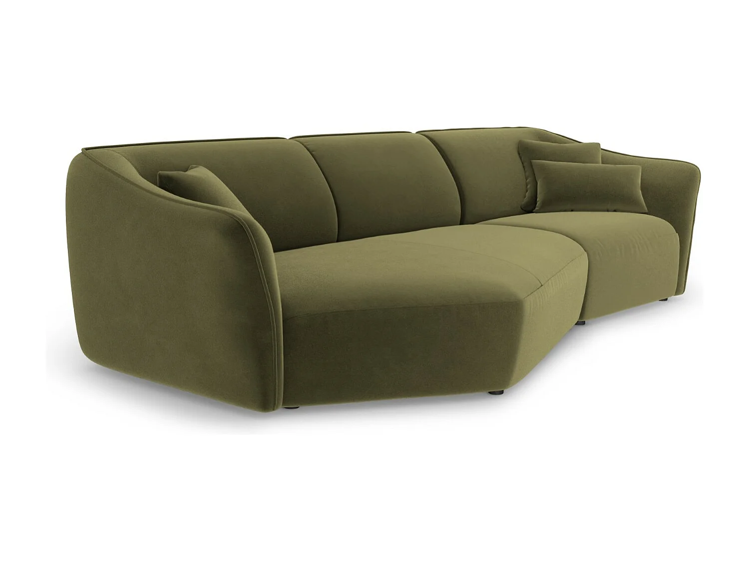 Cosmopolitan Design - Divano angolare modulare sinistro "Tokyo" 5 posti in velluto verde chiaro - 292x138x79cm