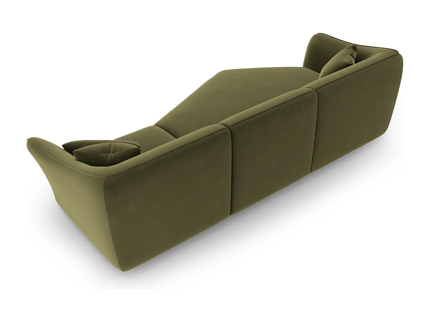 Cosmopolitan Design - Divano angolare modulare sinistro "Tokyo" 5 posti in velluto verde chiaro - 292x138x79cm