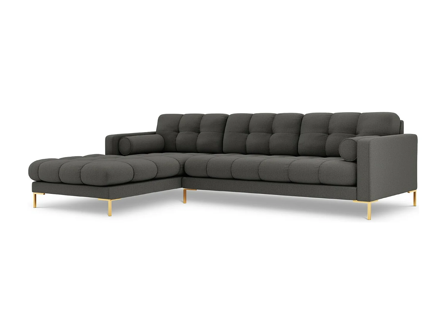Cosmopolitan Design - 5-Sitzer Ecksofa links "Bali" aus strukturiertem Stoff dunkelgrau - 293x185x75cm
