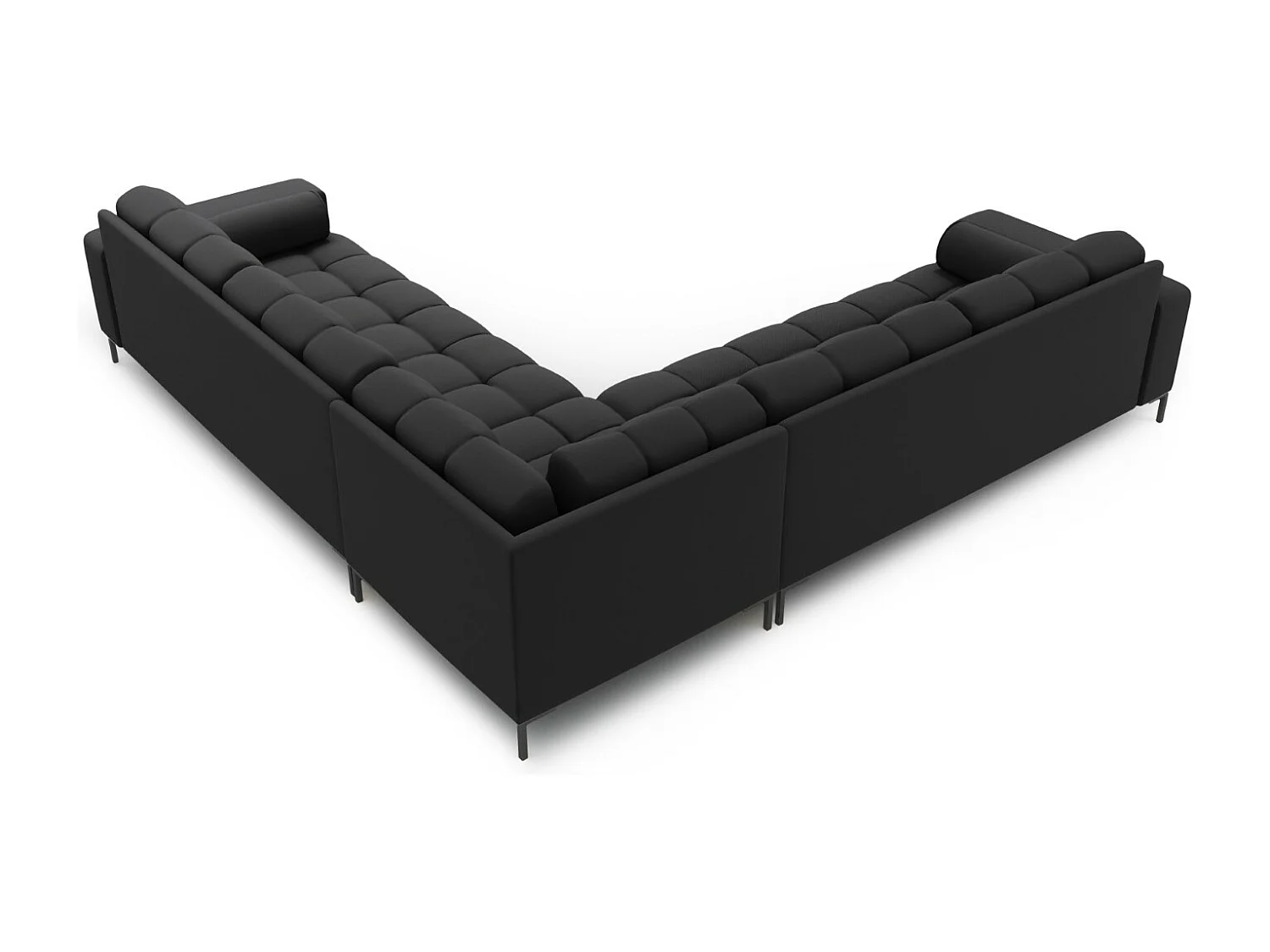 Cosmopolitan Design - Sofá esquinero simétrico "Bali" 6 plazas de tejido estructural gris oscuro - 256x256x75cm