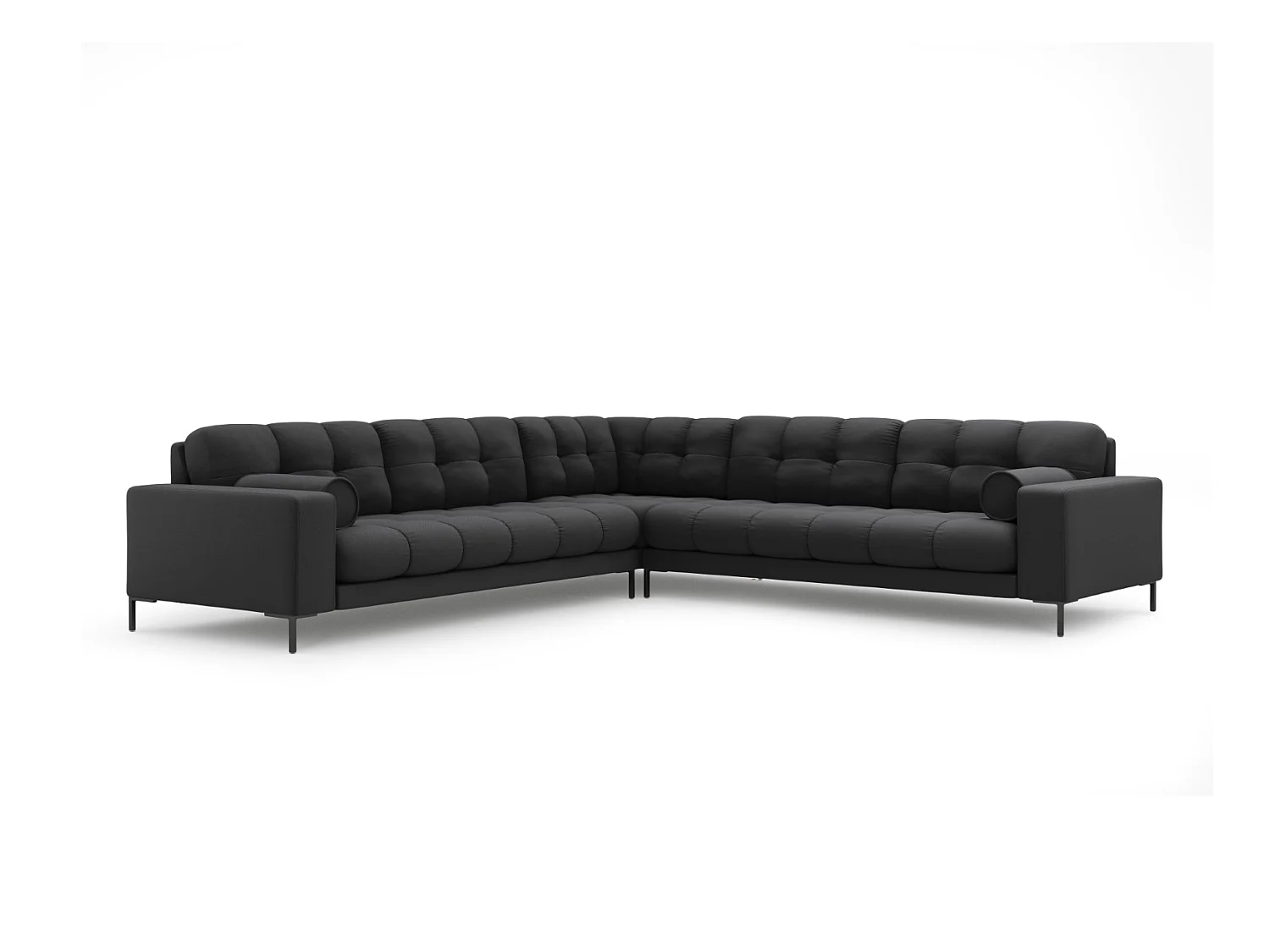 Cosmopolitan Design - Symmetrische hoekbank "Bali" 6 zitplaatsen, Structurele stof, Donkergrijs - 256x256x75cm