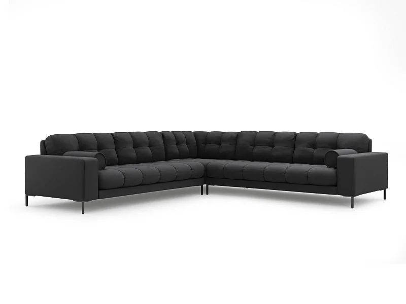 Cosmopolitan Design - Sofá esquinero simétrico "Bali" 6 plazas de tejido estructural gris oscuro - 256x256x75cm