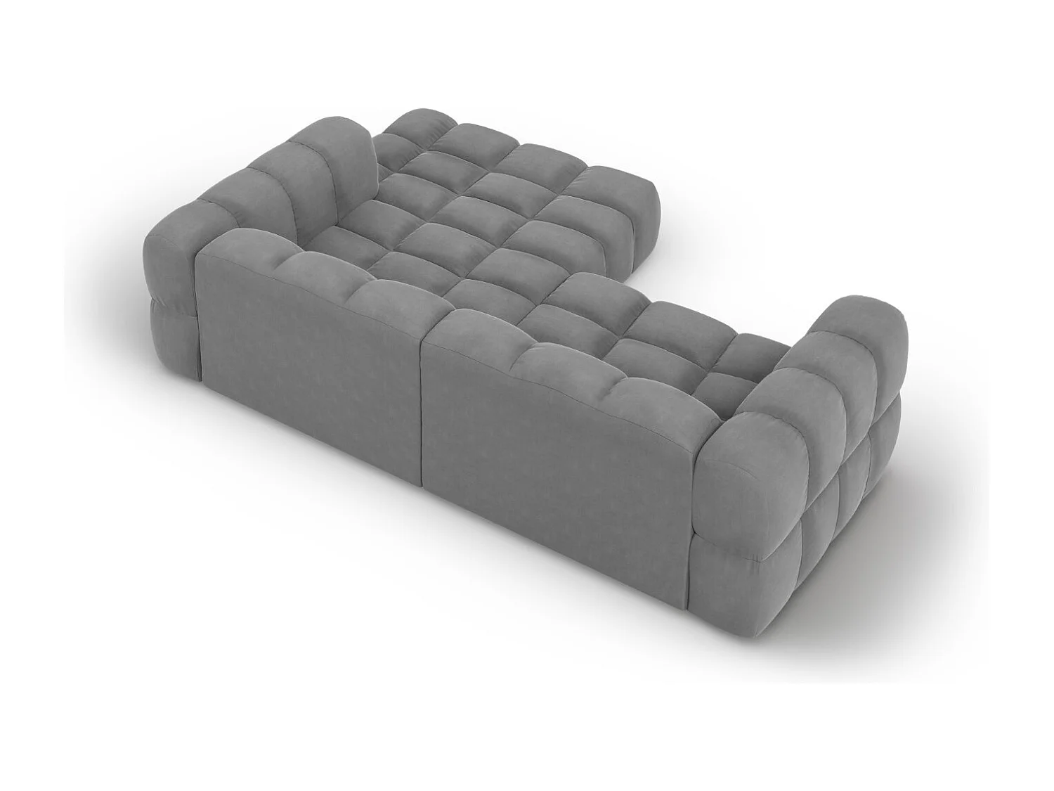 Cosmopolitan Design - 3-Sitzer modulares Ecksofa rechts "Sky" aus Samt hellgrau - 244x162x75cm