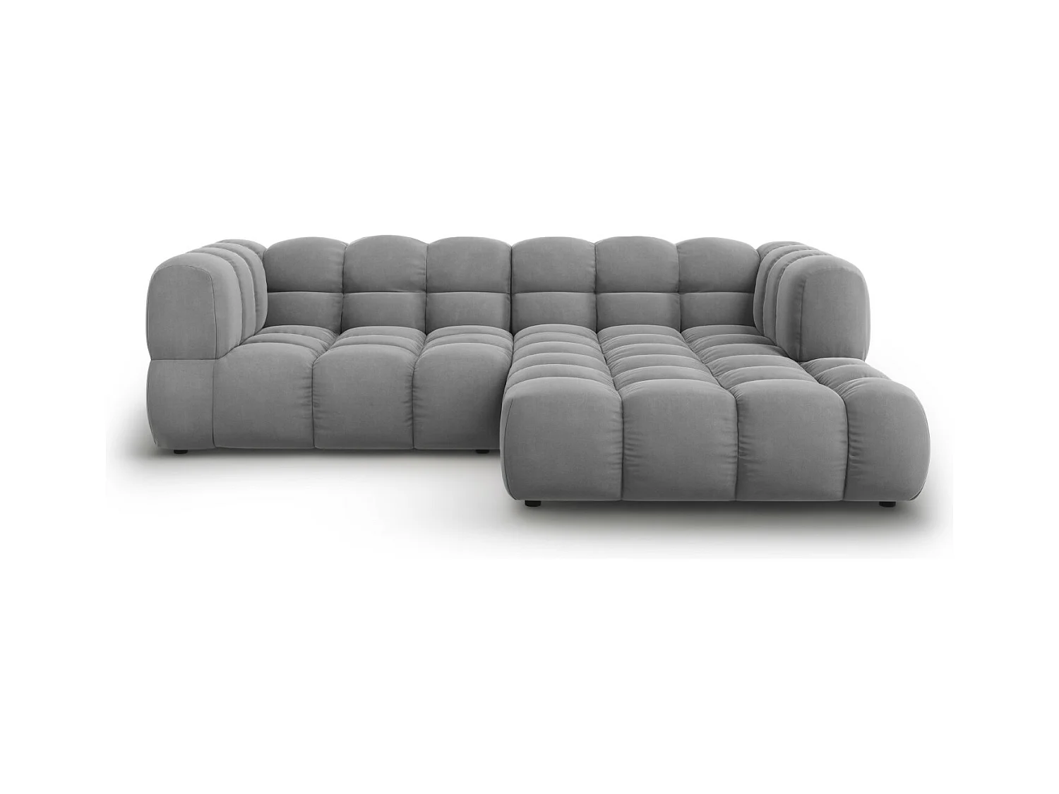 Cosmopolitan Design - Modulaire hoekbank rechts "Sky" 3 zitplaatsen, Flueel, Lichtgrijs - 244x162x75cm