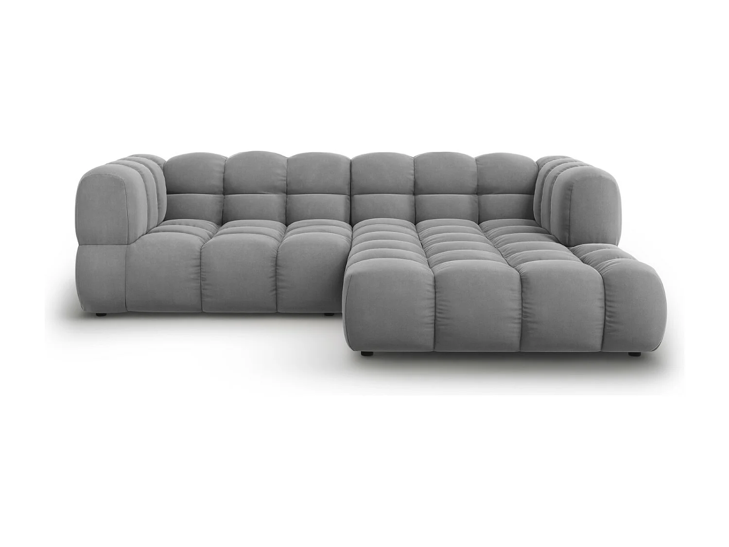 Cosmopolitan Design - Sofá modular de canto direito "Sky" 3 lugares em veludo cinza claro - 244x162x75cm