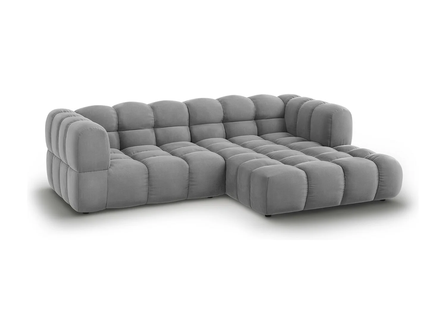 Cosmopolitan Design - Sofá modular de canto direito "Sky" 3 lugares em veludo cinza claro - 244x162x75cm