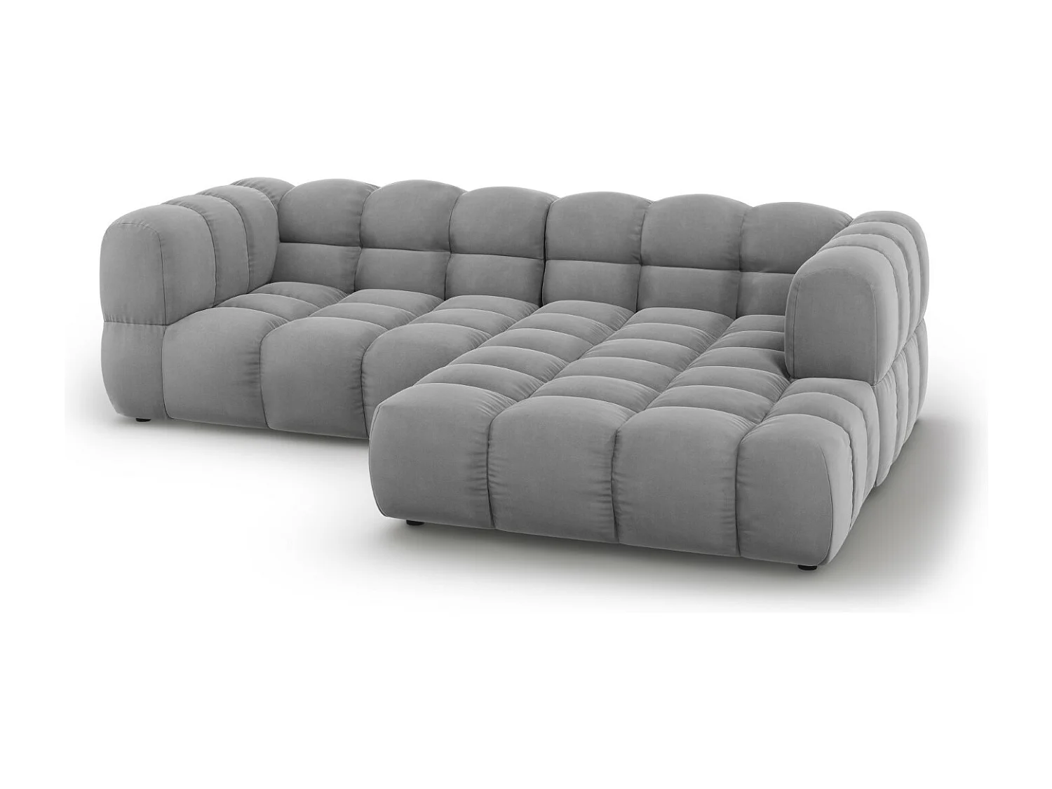 Cosmopolitan Design - Sofá modular de canto direito "Sky" 3 lugares em veludo cinza claro - 244x162x75cm