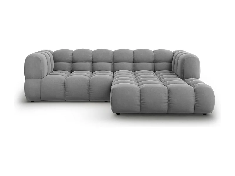 Cosmopolitan Design - Sofá modular de canto direito "Sky" 3 lugares em veludo cinza claro - 244x162x75cm