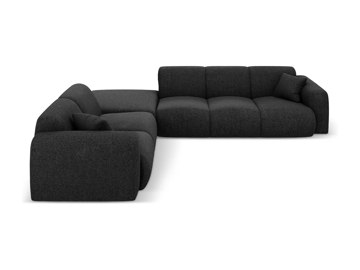 Cosmopolitan Design - 4-Sitzer Ecksofa links "Nolio" aus Chenille-Stoff schwarz - 315x250x72cm