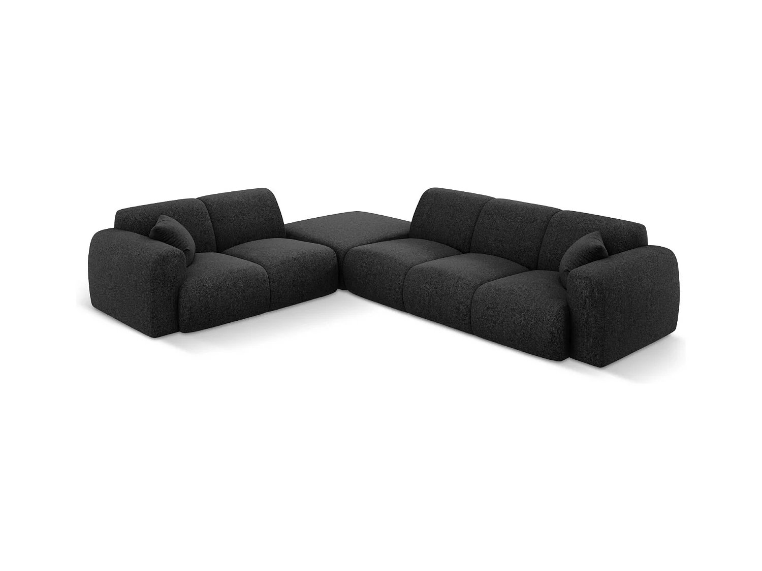 Cosmopolitan Design - Canapé d'angle gauche "Nolio" 4 places en chenille noir - 315x250x72cm