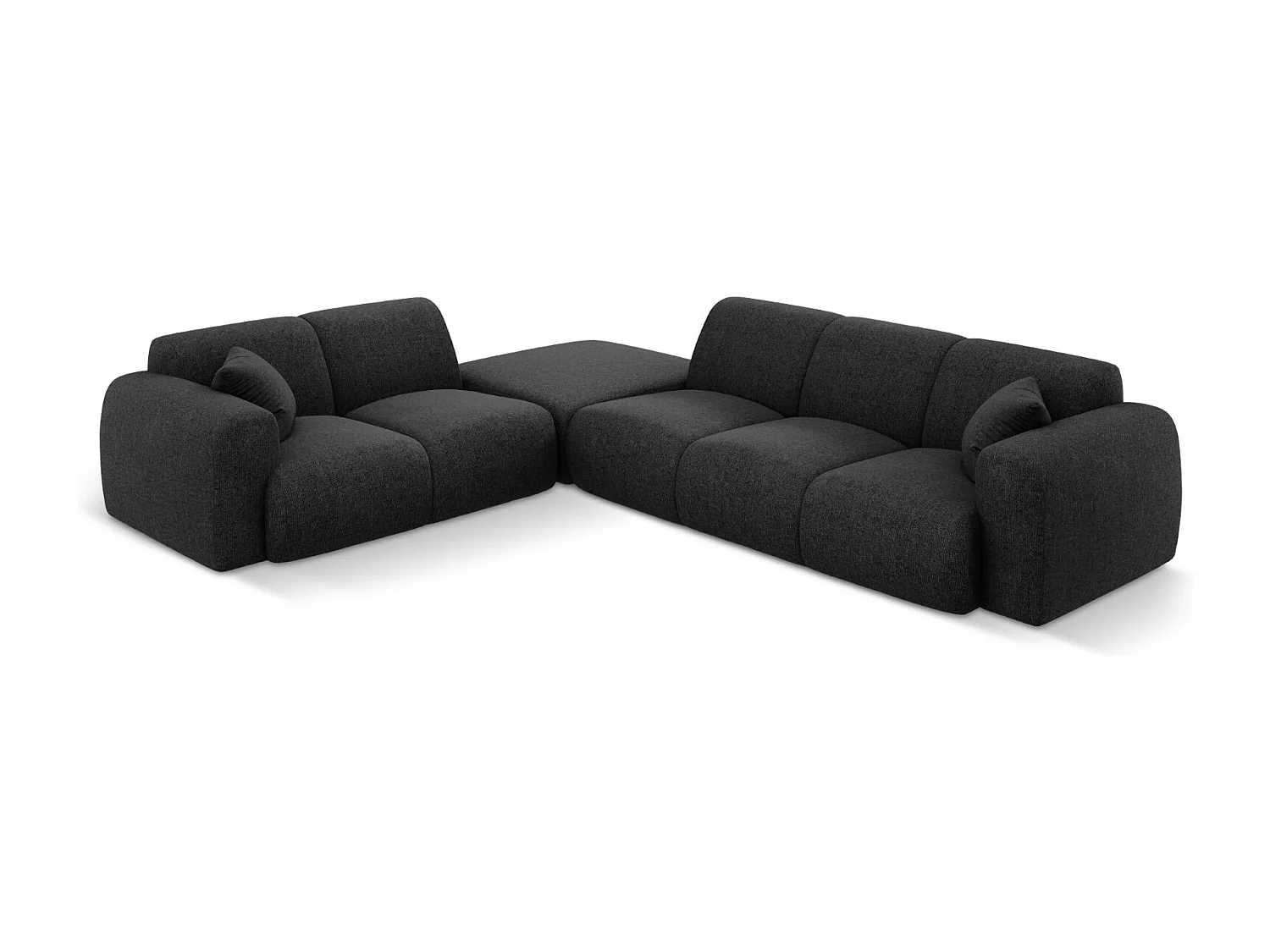 Cosmopolitan Design - Canapé d'angle gauche "Nolio" 4 places en chenille noir - 315x250x72cm