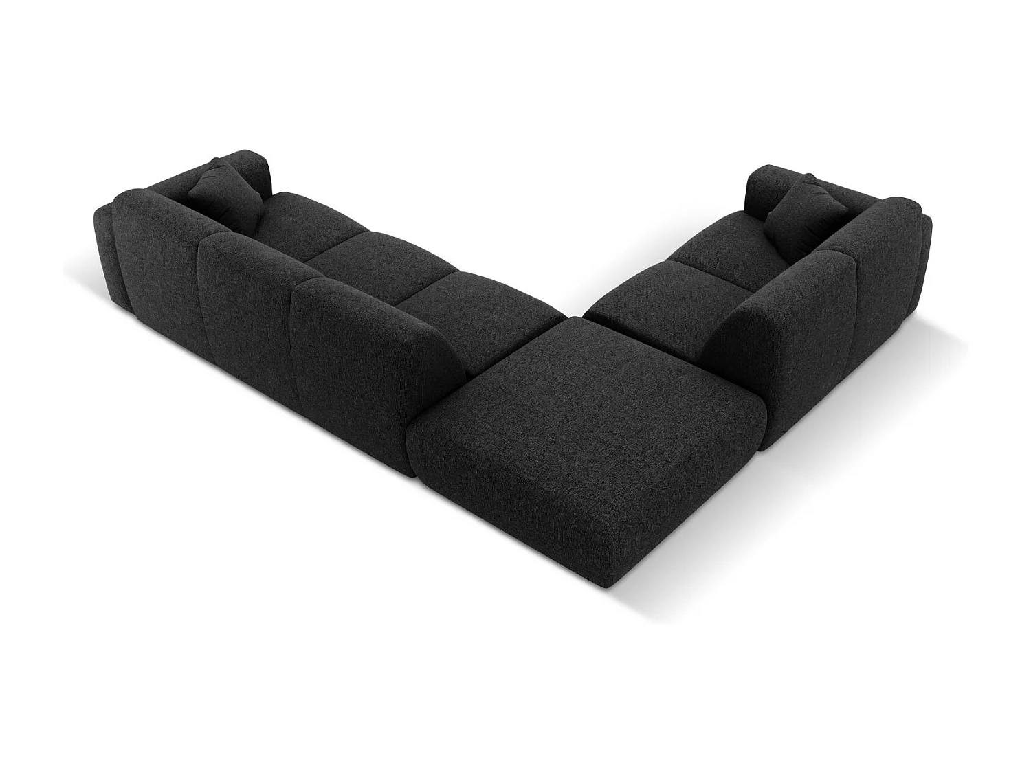 Cosmopolitan Design - Canapé d'angle gauche "Nolio" 4 places en chenille noir - 315x250x72cm