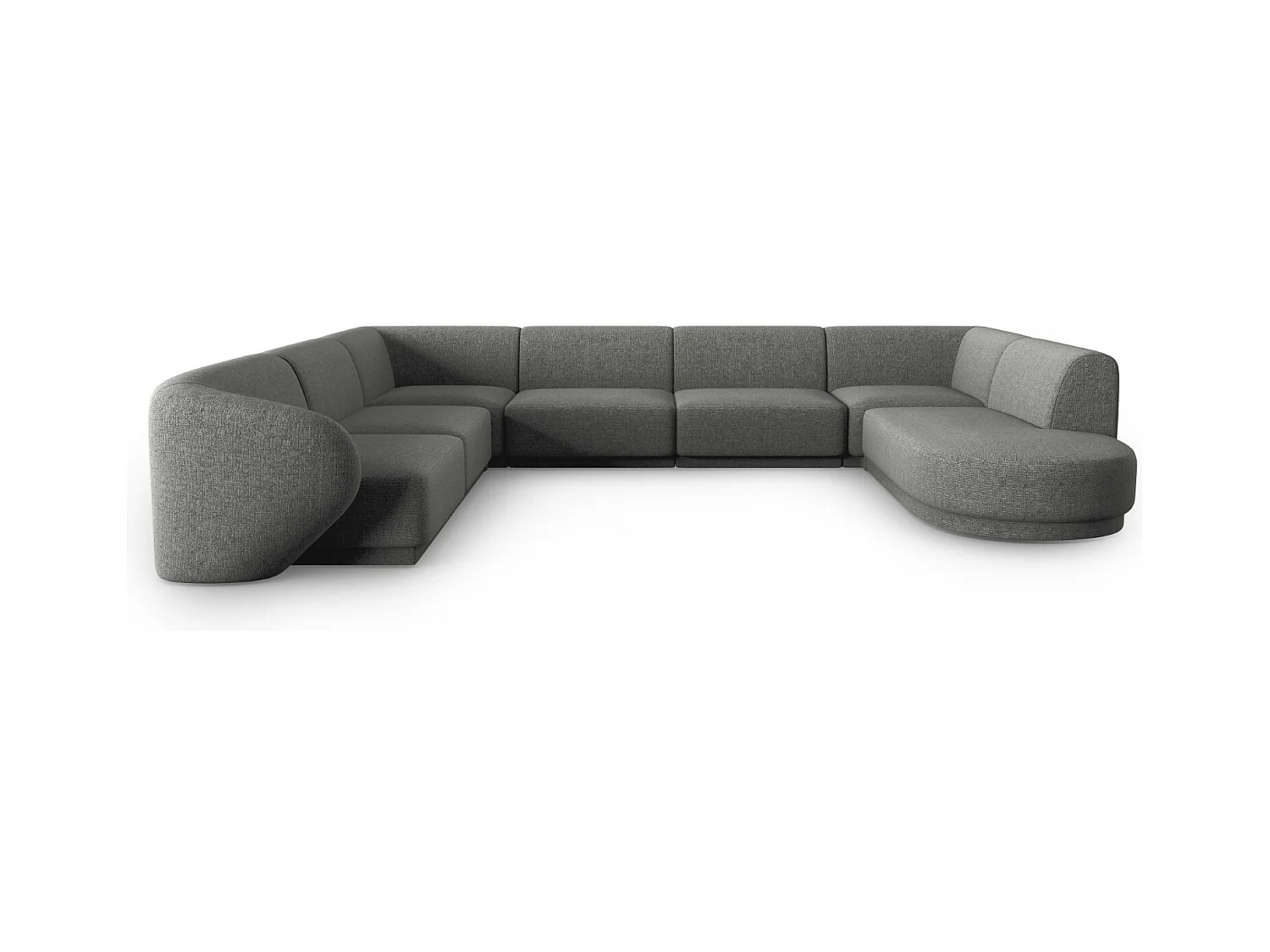 CXL by Christian Lacroix - Modulaire panoramische hoekbank links "Lionel" 8 zitplaatsen, Chenille, Donkergrijs gemêleerd - 342x323x74cm