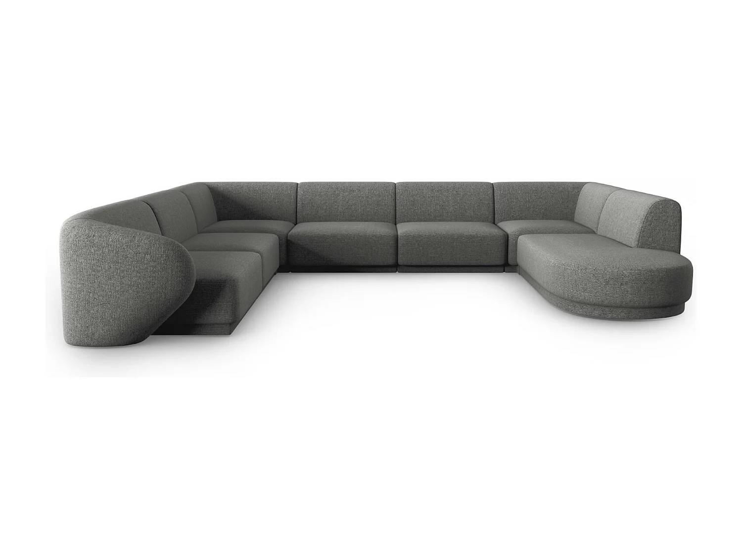 CXL by Christian Lacroix - Narożnik lewy panoramiczny modułowy, "Lionel" 8 miejsc szenil, szary ciemny melanż - 342x323x74cm