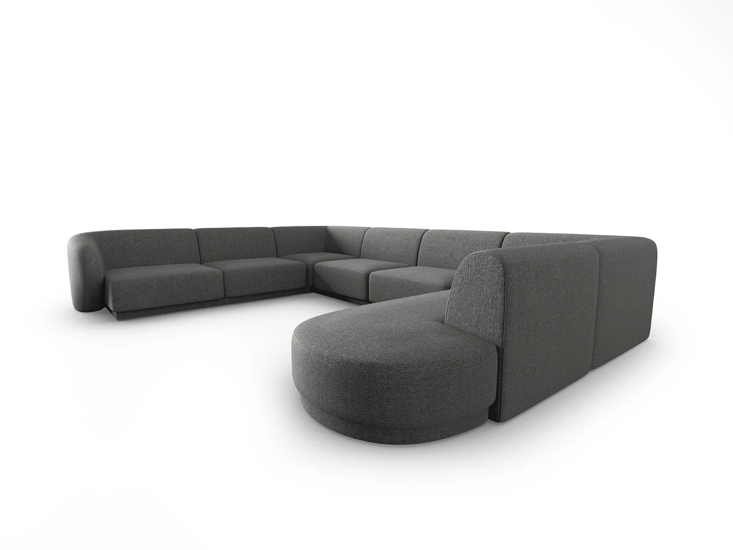 CXL by Christian Lacroix - Narożnik lewy panoramiczny modułowy, "Lionel" 8 miejsc szenil, szary ciemny melanż - 342x323x74cm