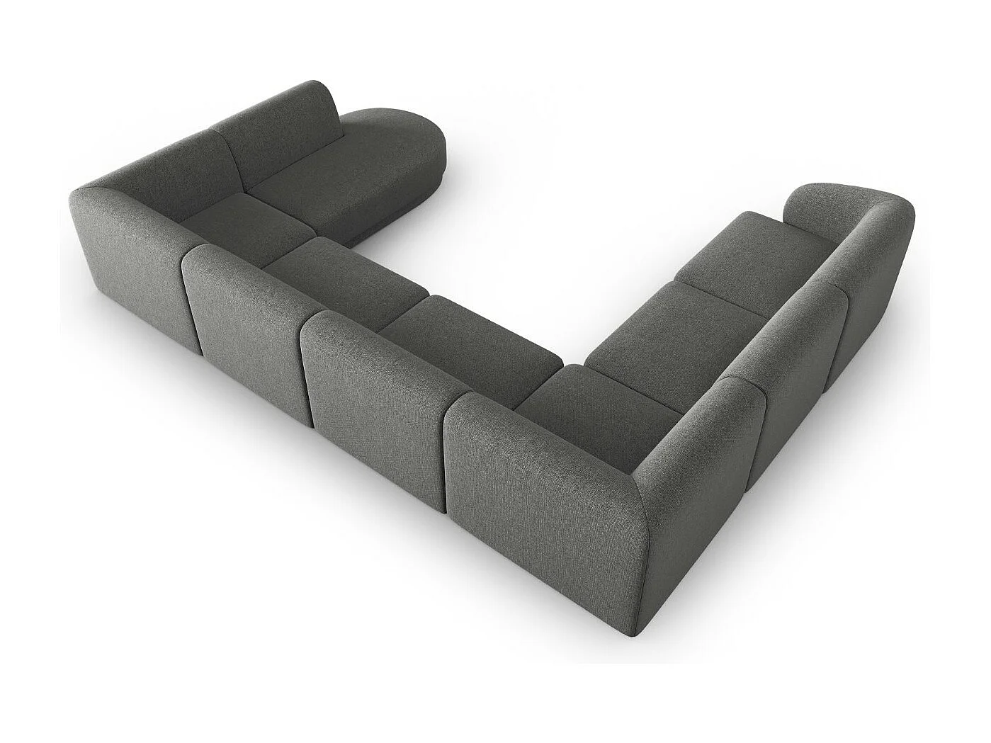 CXL by Christian Lacroix - Narożnik lewy panoramiczny modułowy, "Lionel" 8 miejsc szenil, szary ciemny melanż - 342x323x74cm