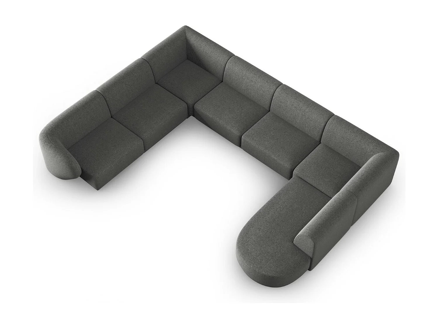 CXL by Christian Lacroix - Narożnik lewy panoramiczny modułowy, "Lionel" 8 miejsc szenil, szary ciemny melanż - 342x323x74cm