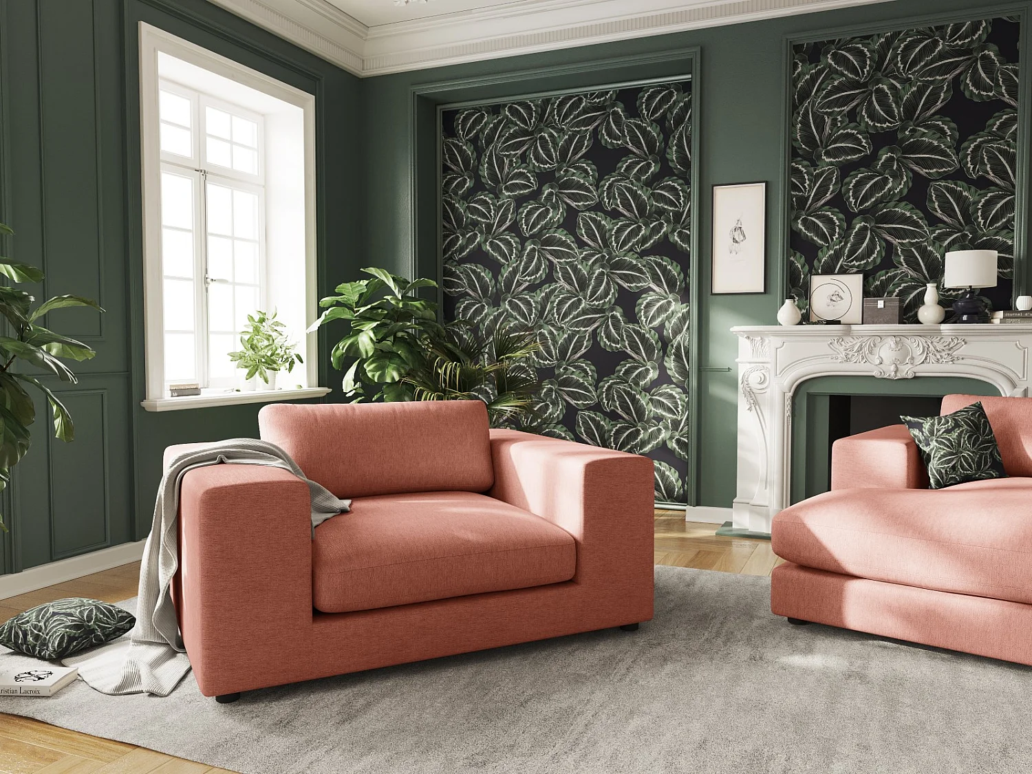 CXL by Christian Lacroix - 1,5-Sitzer Sofa "Tendance" Sitzer aus strukturiertem Stoff rot - 156x122x72cm