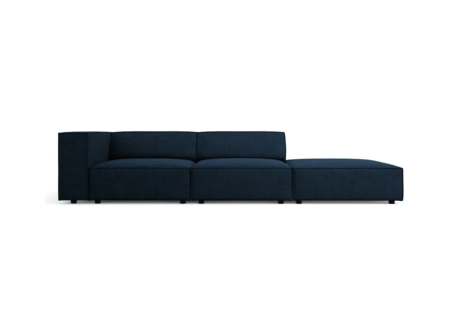 Cosmopolitan Design - Rechte bank "Arendal" 4 zitplaatsen, Chenille met ribbeleffect, Koningsblauw - 262x102x70cm