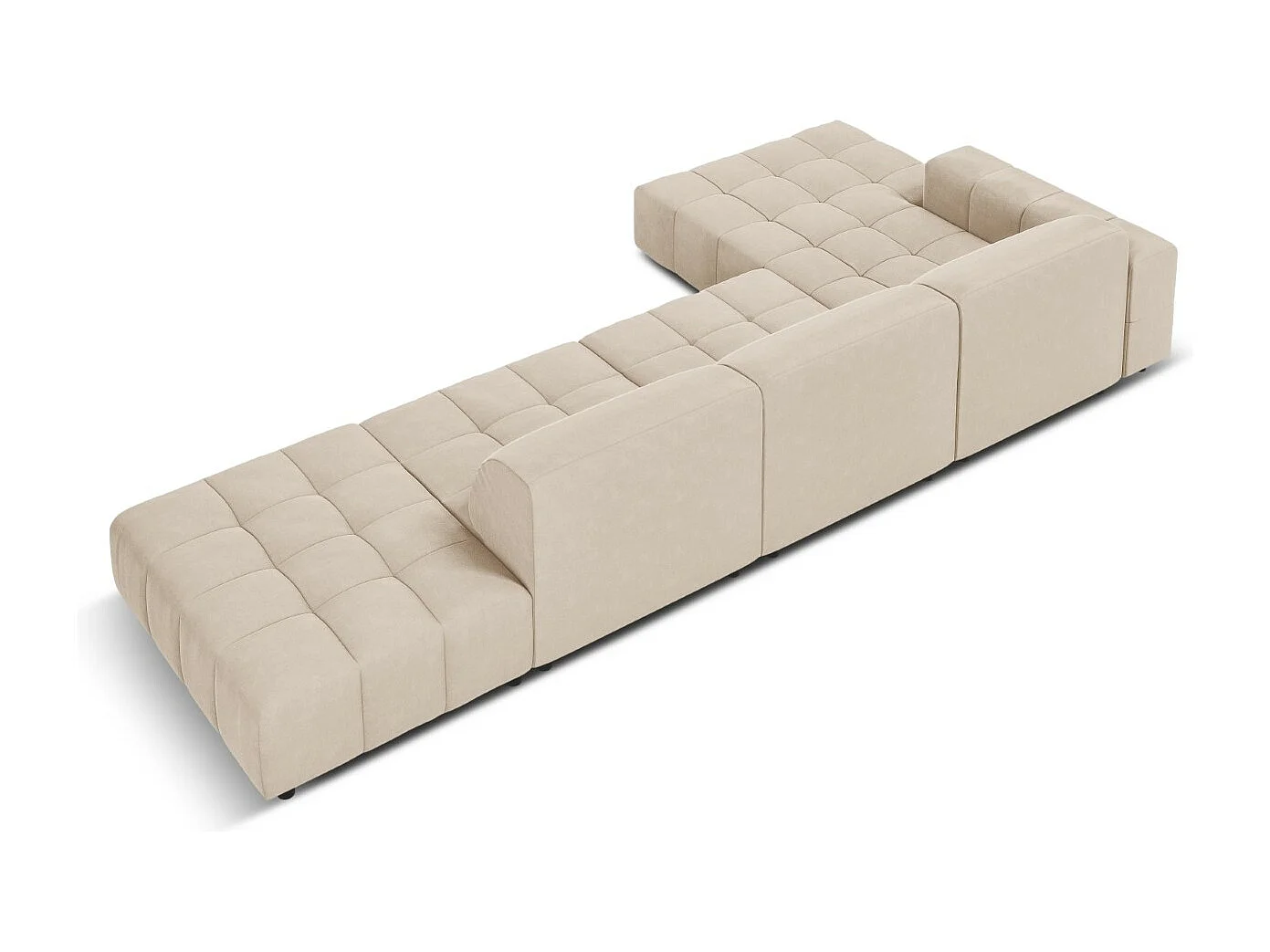 CXL by Christian Lacroix - Linker hoekbank "Luc" 5 zitplaatsen, Flueel, Lichtbeige - 341x166x70cm