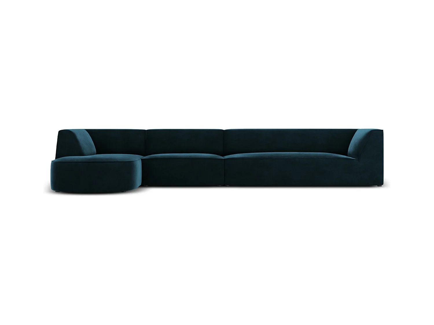 CXL by Christian Lacroix - Canapé d'angle gauche "Charles" 5 places en velours pétrole profond - 366x180x69cm