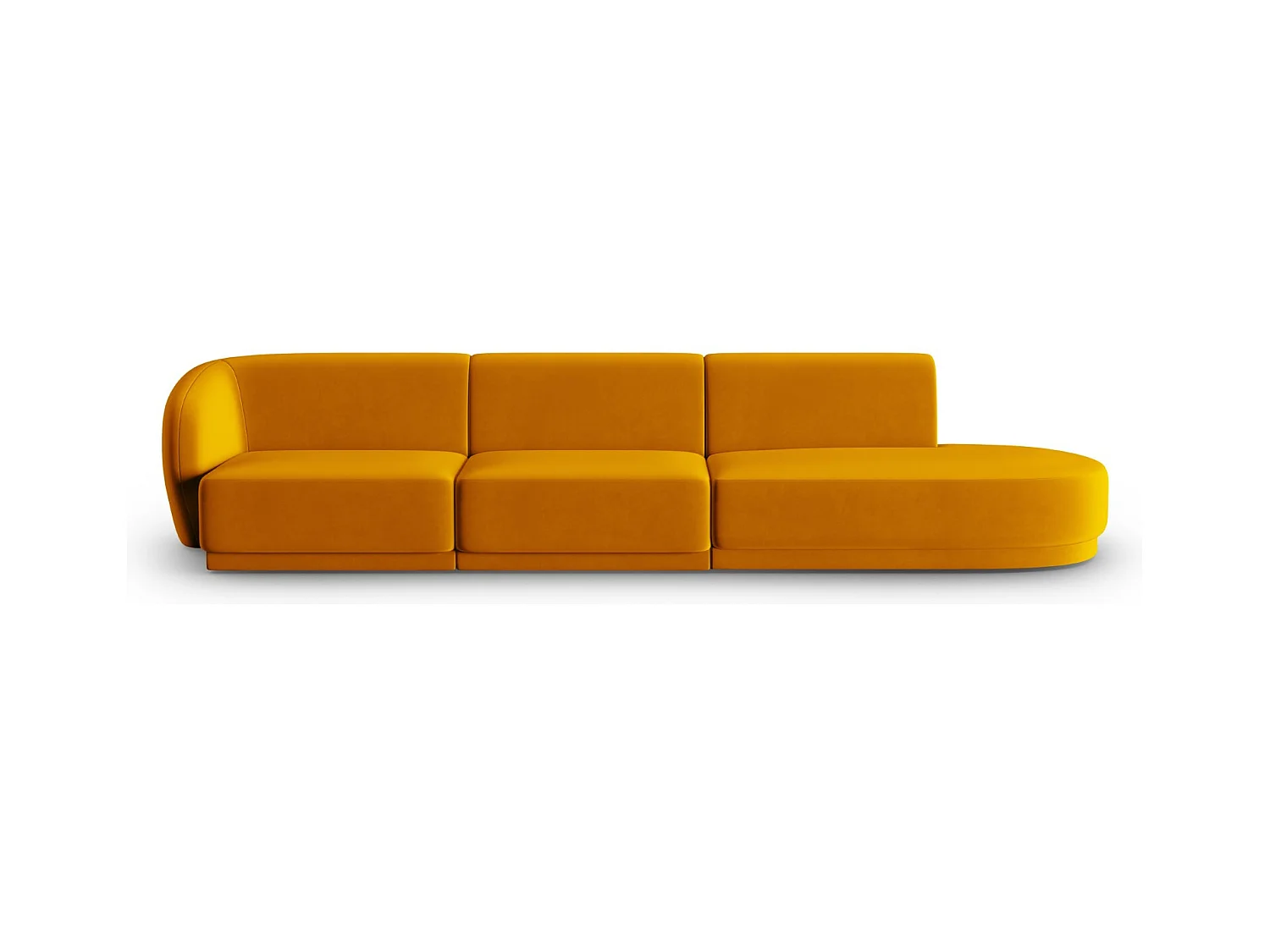 CXL by Christian Lacroix - Rechte modulaire bank "Lionel" 4 zitplaatsen, Flueel, GEEL - 311x93x74cm