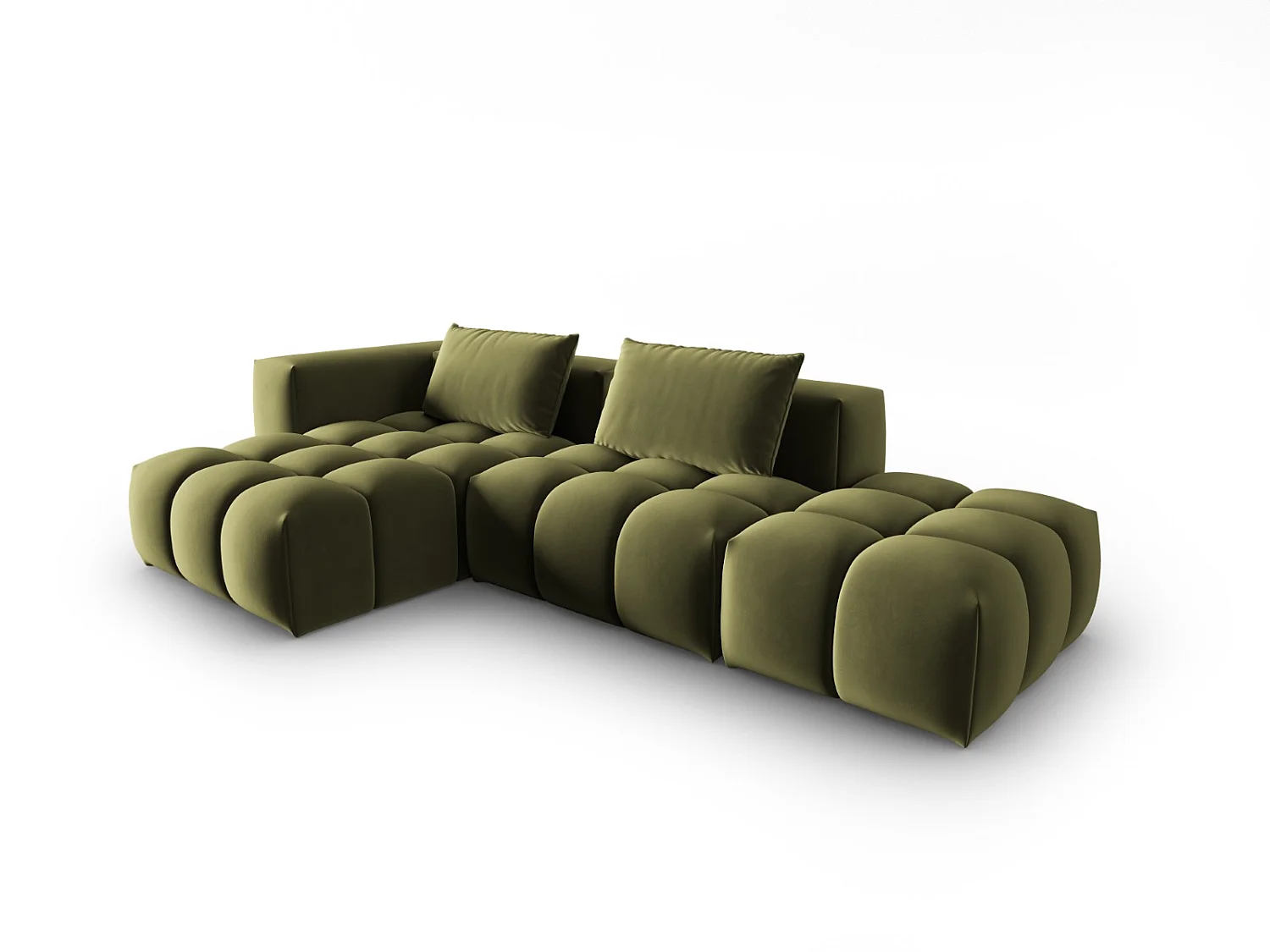 CXL by Christian Lacroix - Divano angolare modulare sinistro "Lorella" 4 posti in velluto verde chiaro - 265x145x70cm