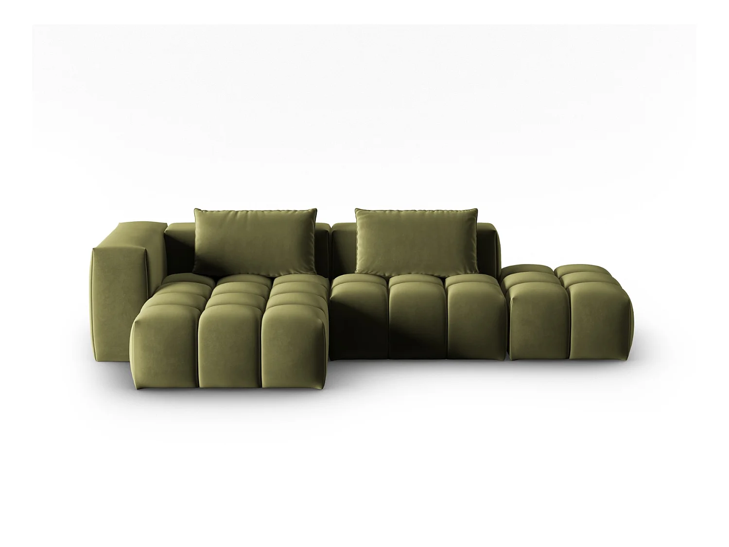 CXL by Christian Lacroix - Modulaire hoekbank links "Lorella" 4 zitplaatsen, Flueel, Lichtgroen - 265x145x70cm