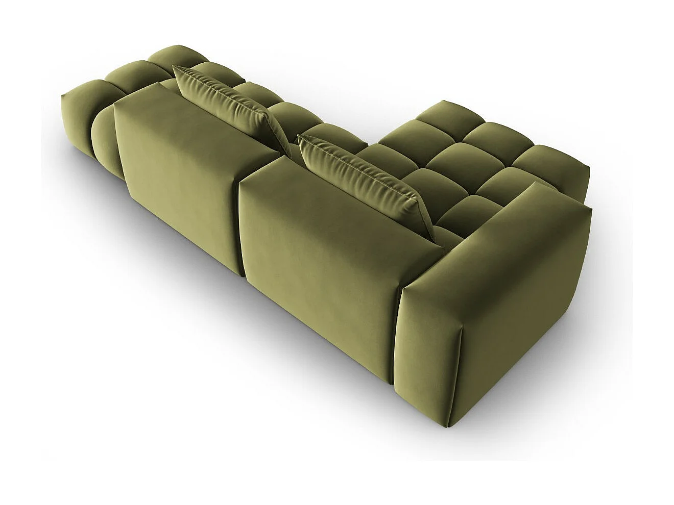 CXL by Christian Lacroix - Canapé d'angle gauche modulable "Lorella" 4 places en velours vert clair - 265x145x70cm