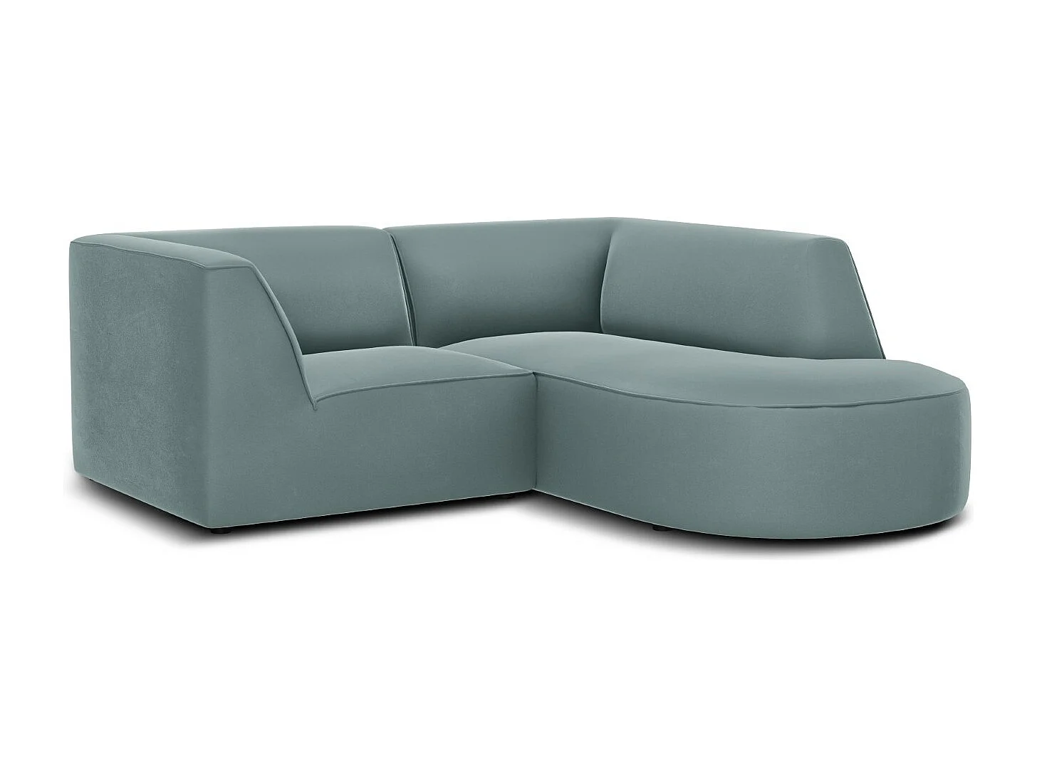 CXL by Christian Lacroix - Canapé d'angle droit "Charles" 3 places en velours menthe - 186x180x69cm