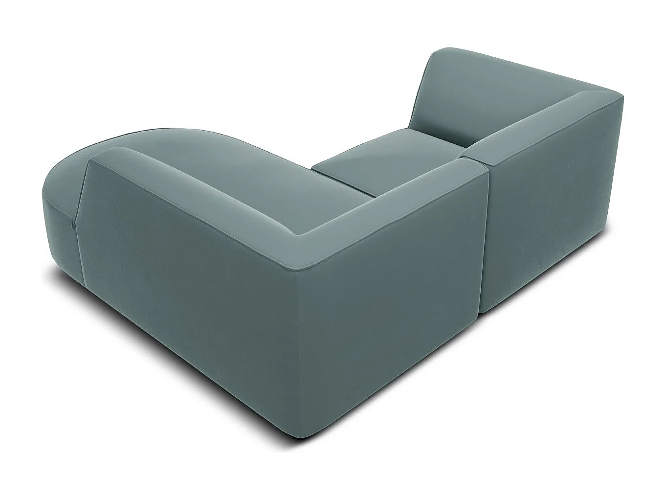 CXL by Christian Lacroix - Sofá de canto direito "Charles" 3 lugares em veludo hortelã - 186x180x69cm