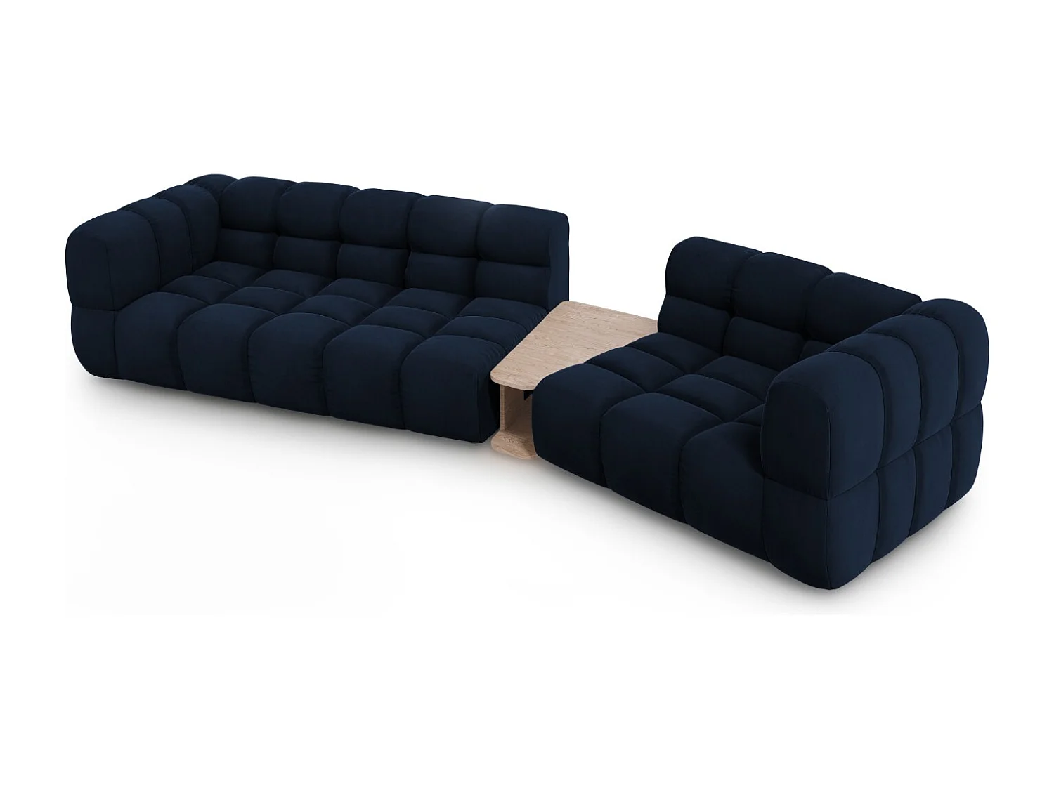 Cosmopolitan Design - Rechte modulaire bank "Sky" 3 zitplaatsen, Flueel, Koningsblauw - 353x148x75cm