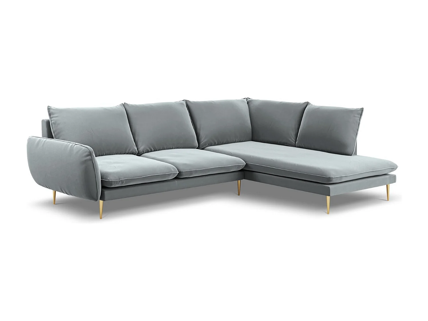 Cosmopolitan Design - Narożnik prawy, "Vienna" 6 miejsc welur, szary jasny - 275x185x95cm