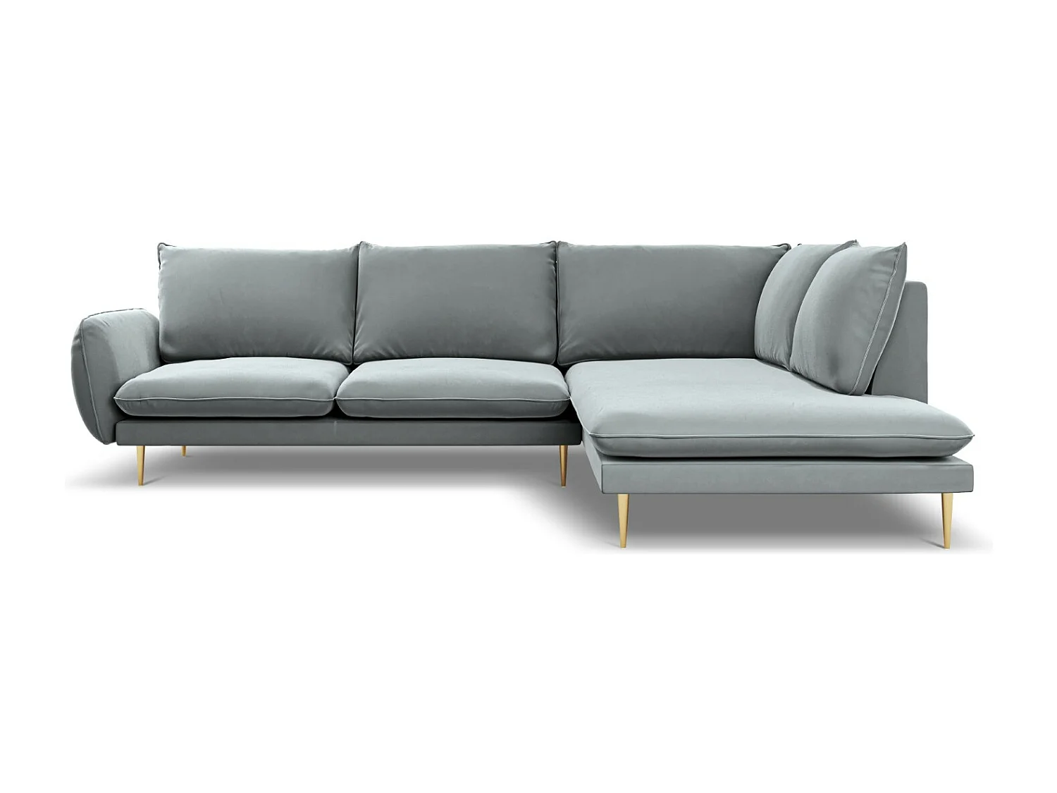 Cosmopolitan Design - Narożnik prawy, "Vienna" 6 miejsc welur, szary jasny - 275x185x95cm